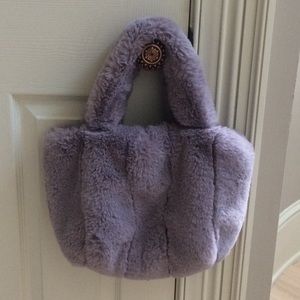 Street level gray faux fur bag